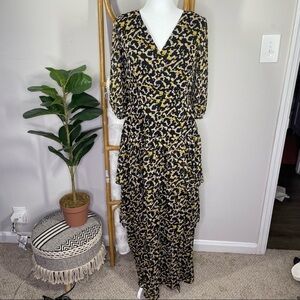 NWT Amanda Uprichard Leopard Ruffle Cassidy Maxi Dress sz L